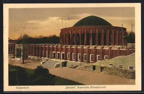 AK Düsseldorf, Gesolei, Rheinhalle (Planetarium)