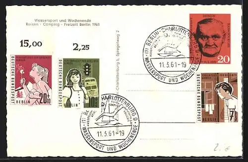 AK Berlin, Ausstellung Wassersport und Wochenende, Reisen, Camping, Freizeit 1961