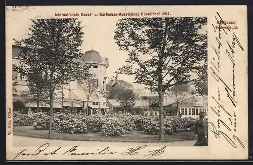 AK Düsseldorf, Intern. Kunst- und grosse Gartenbau-Ausstellung 1904, Restaurant Schievelbusch