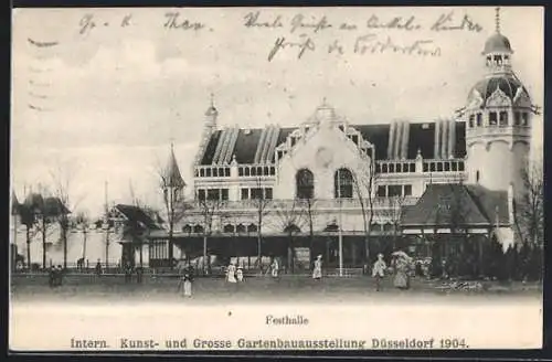 AK Düsseldorf, Intern. Kunst- und grosse Gartenbau-Ausstellung 1904, Festhalle