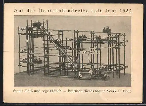 AK Modell-Achterbahn auf Deutschlandreise seit Juni 1932