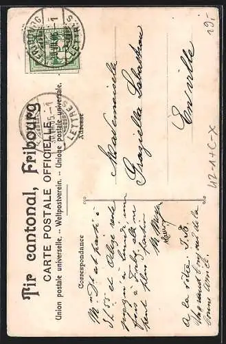 Künstler-AK Fribourg, Tir Cantonal 1905, Schütze, Wappen