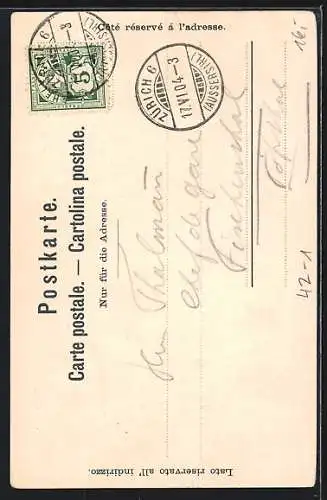 AK Zürich, Zürcher Kantonal-Schiessen, Jubiläums-Schiessen 1904, Schütze mit Helvetia, Löwe