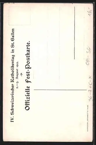 AK St. Gallen, IV. Schweizer Katholikentag 1913, Jäger kniet vor Jesus