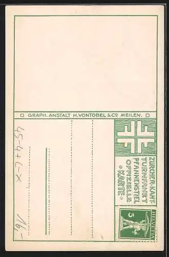 Künstler-AK Pfannenstiel-Meilen, Zürcher Kant. Turnfahrt 1916