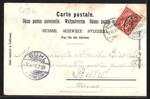 Lithographie Binningen, Holee-Schlosswirtschaft, Gartenterrasse