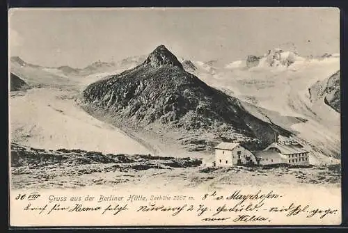 AK Berliner Hütte mit dem Gebirge
