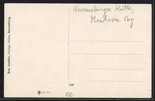 AK Ravensburgerhütte mit Wanderern
