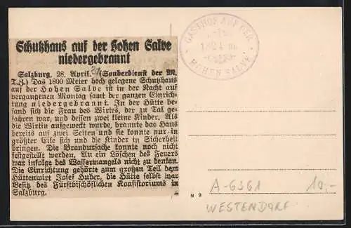 AK Berghütte auf der Hohen Salve