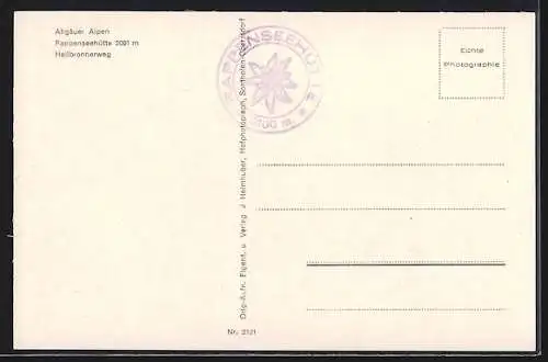 AK Allgäuer Alpen, Rappensee-Berghütte mit Heilbronnerweg