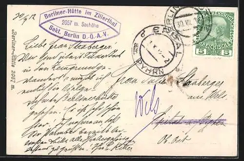 AK Berliner-Hütte im Zillerthal
