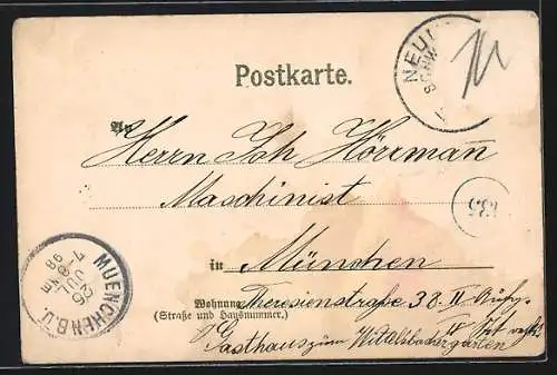 Lithographie Ulm / Donau, Rathaus, Zundelthor, Justizgebäude, Saal Bau