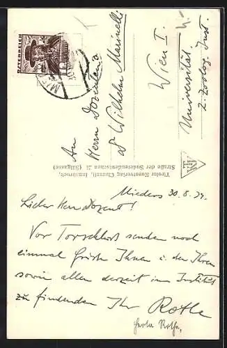 AK Mieders, Kirchturm mit Blick auf Telfes und Kalkkögel