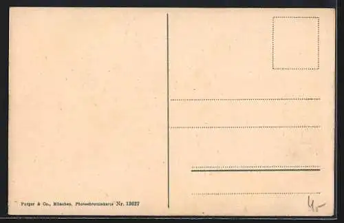 AK Mittenwald, Fernansicht mit Scharnitz und Gleirschspitze