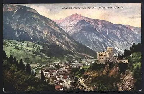 AK Landeck /Tirol, Blick gegen Norden mit Silberspitze