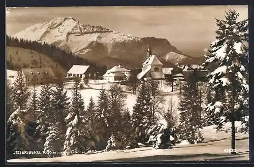AK Josefsberg /N.-Oe., Ortsansicht mit dem Ötscher im Schnee