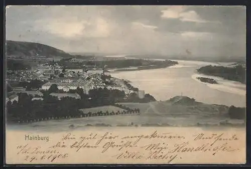 AK Hainburg, Blick über Ort und Umgebung