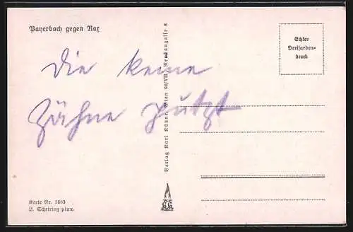 AK Deutscher Schulverein NR.1683: Payerbach, Blick aus dem Ort gegen die Rar