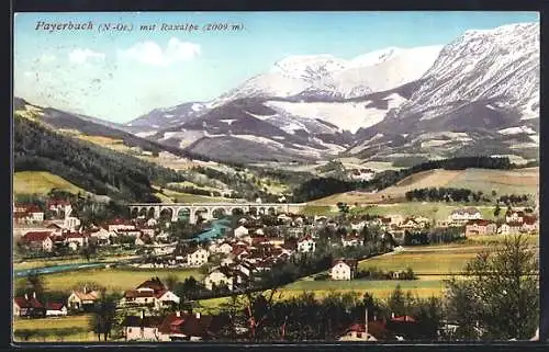 AK Payerbach an der Südbahn, Panoramablick mit Raxalpe