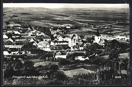 AK Sitzendorf a. d. Schmida, Ortsansicht aus der Vogelschau