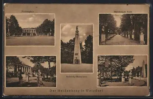 AK Wetzdorf, Heldenberg, Habsburger Allee, Radetzky-Mausoleum, Heldenplatz