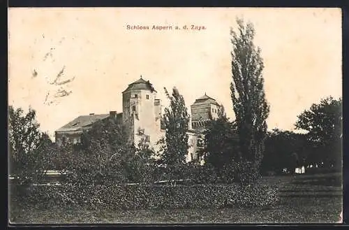 AK Aspern a.d. Zaya, Blick zum Schloss Aspern