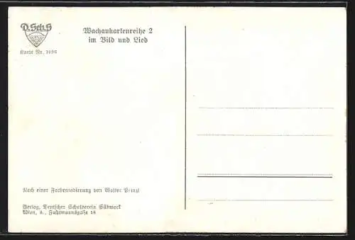 Künstler-AK Schönbühel, Blick auf das Schloss, Gedicht von Martin Greif
