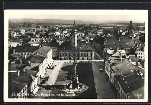 AK St. Pölten /N.Ö., Panorama mit Rathausplatz