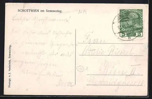 AK Schottwien am Semmering, Totalansicht vom Berg aus