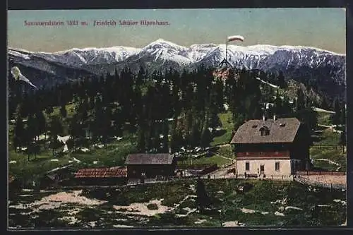 AK Friedrich Schüler Alpenhaus, Ansicht mit Sonnwendstein