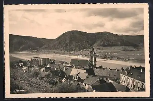 AK Dürnstein, Panorama mit Kirche am Berg