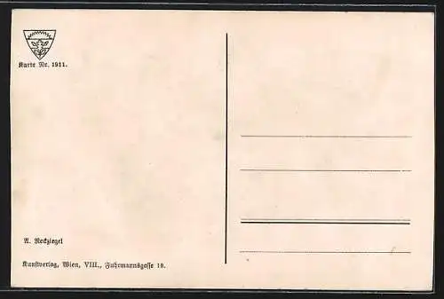 Künstler-AK sign. Anton Reckziegel: Dürnstein in der Wachau, Gesamtansicht mit Schloss