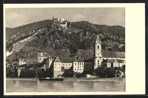 AK Dürnstein a. d. D., Ortsansicht mit der Burg