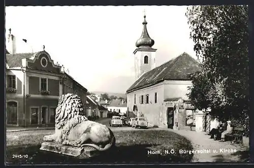 AK Horn /N.Ö., Bürgerspital und Kirche