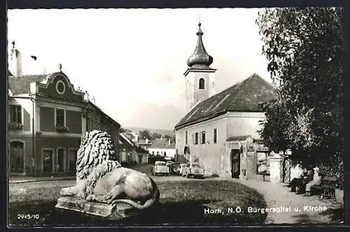 AK Horn /N.Ö., Bürgerspital und Kirche