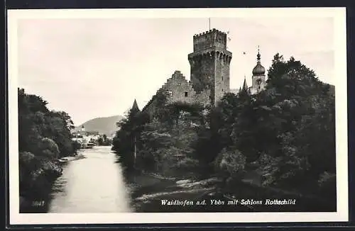 AK Waidhofen a. d. Ybbs, Flusspartie mit Schloss Rothschild