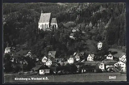 AK Kirchberg am Wechsel, Ortsansicht mit Blick zur Kirche