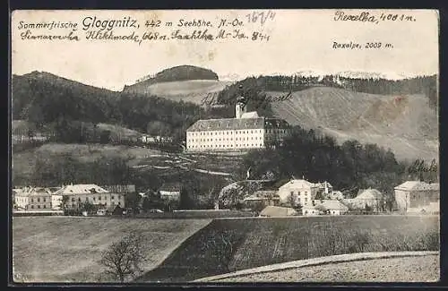 AK Gloggnitz /N.-Oe., Ortsansicht mit Raxalpe