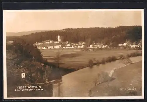 AK Vestenötting bei Waidhofen, Ortsansicht von der Thaya aus