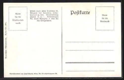 Künstler-AK Tulln, Ortspartie am Flussufer, Deutscher Schulverein