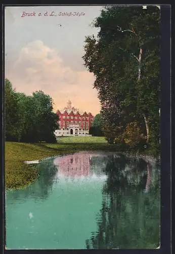 AK Bruck a. d. L., Schloss-Idylle mit Uferpartie