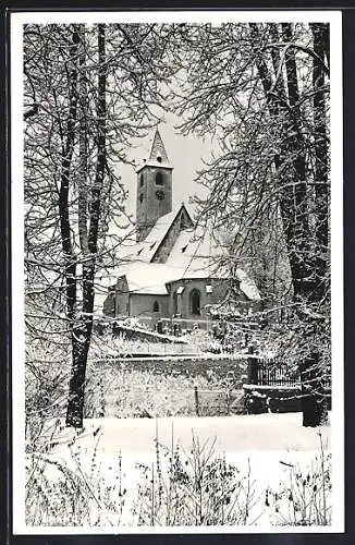 AK Aspang /N.-Ö., Kirche im Winter