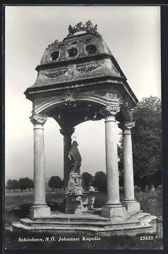 AK Göllersdorf /N. Ö., Schönborn, Johannes Kapelle mit Skulptur