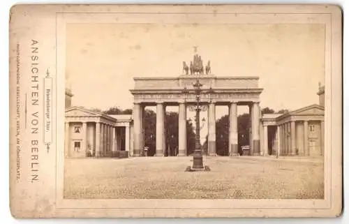 Fotografie Photographische Gesellschaft Berlin, Ansicht Berlin, Brandenburger Tor, Pariser Platz