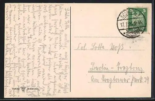 AK Schwerin / Mecklenburg, Burggraben und Seepartie aus der Vogelschau