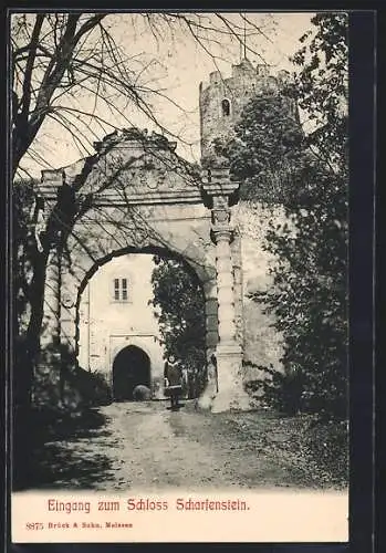 AK Scharfenstein / Zschopautal, Eingang zum Schloss Scharfenstein