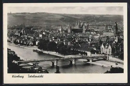 AK Würzburg a. M., Stadtansicht mit Mainbrücke