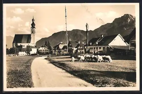 AK Anger / Högl, Strassenpartie mit Kirche und Stauffen