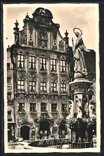 AK Landsberg / Lech, Rathaus und Marienbrunnen