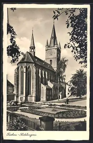 AK Tachau /Sudetengau, Kirche mit Anlagen